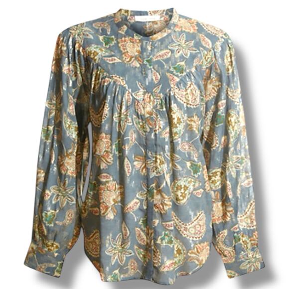 Anthro Bishop & Young Top Women's Size Medium Long Sleeve Hidden Button Front - Picture 1 of 10